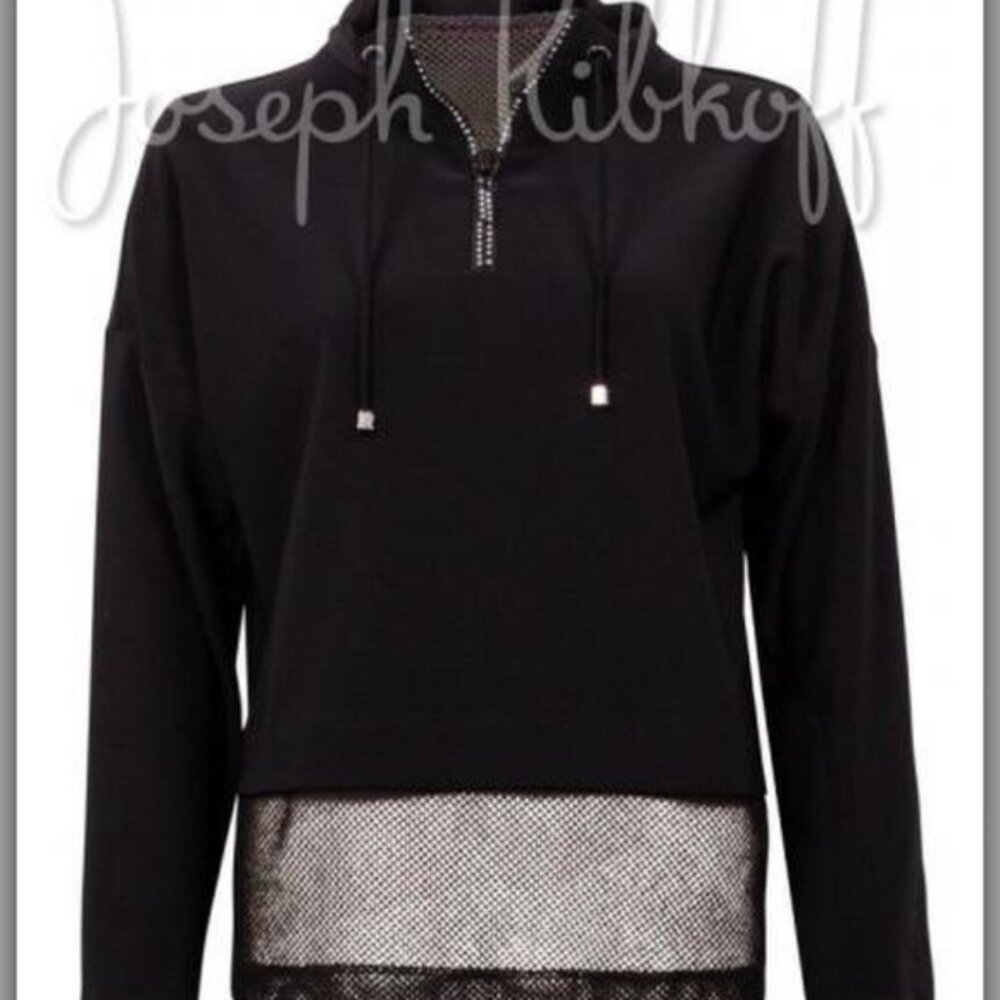 Joseph Ribkoff Long Sleeve Bottom Mesh Front Zipper Sweater